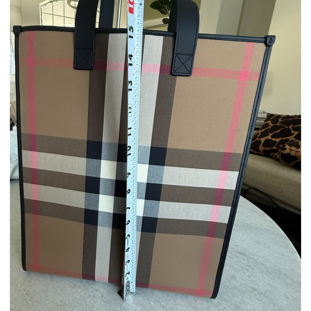 Burberry Classic Check Print Book Tote Bag, Fabric & Leather, 8084551 - Picture 13 of 16